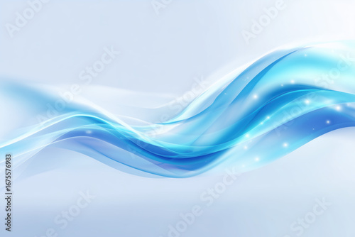 Abstract blue wave illustration with soft curves and light effects for design and background use