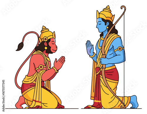 Hanuman and Rama - A depiction of devotion and spiritual connection.