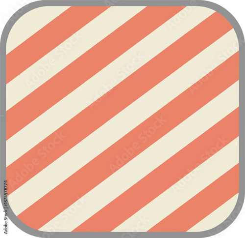 Wallpaper Mural Diagonal stripes pattern, coral and cream, rounded square design. Torontodigital.ca