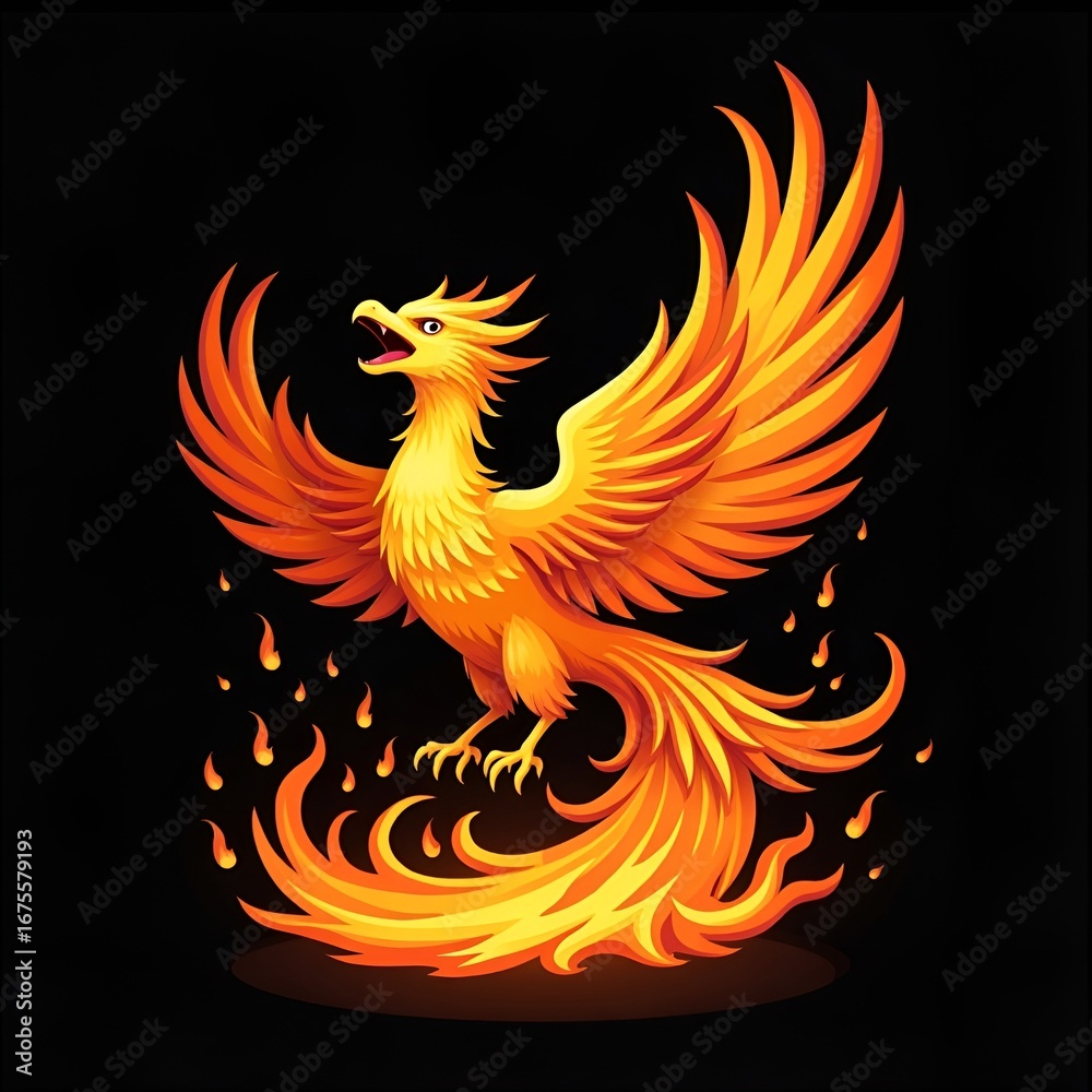Obraz premium Legendary Phoenix Bird Vector Graphic