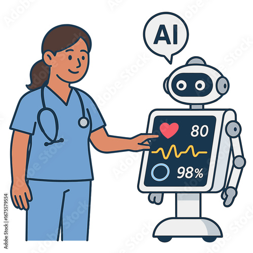 Healthcare collaboration: nurse and ai robot in medical technology