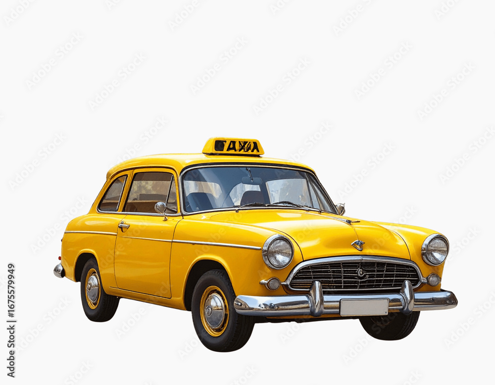 3D Render of Taxi Sedan Driving, City Street Concept, Isolated Transparent Background PNG