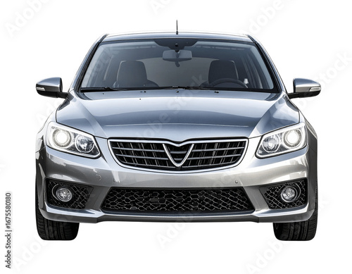 Front View Compact Sedan with Modern Design, Isolated Transparent Background PNG