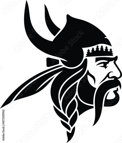 Viking Head Silhouette Vector with Palatinate Regional Elements and Cultural Symbols