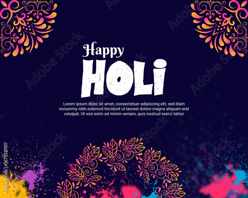 Holi day, colorful, happy Holi festival wishes banner design
