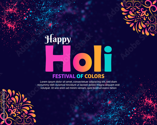Holi day, colorful, happy Holi festival wishes banner design
