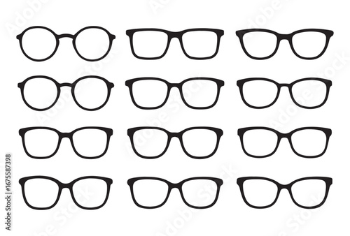 Eyeglasses icon set silhouette vector illustration