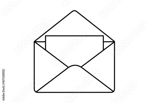 A minimalist linear icon showcasing an opened envelope with a letter inside