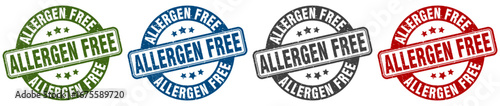 allergen free stamp. allergen free round stamp set isolated on white background