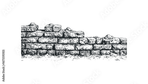 Sketch of stacked hay bales on a white background. Vector hand drawn illustration