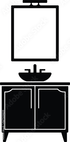Bathroom vanity with mirror and sink faucet