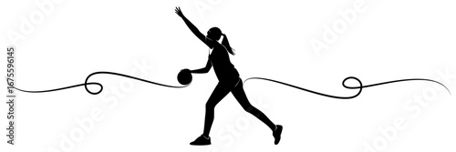 background illustration of a female bowling player