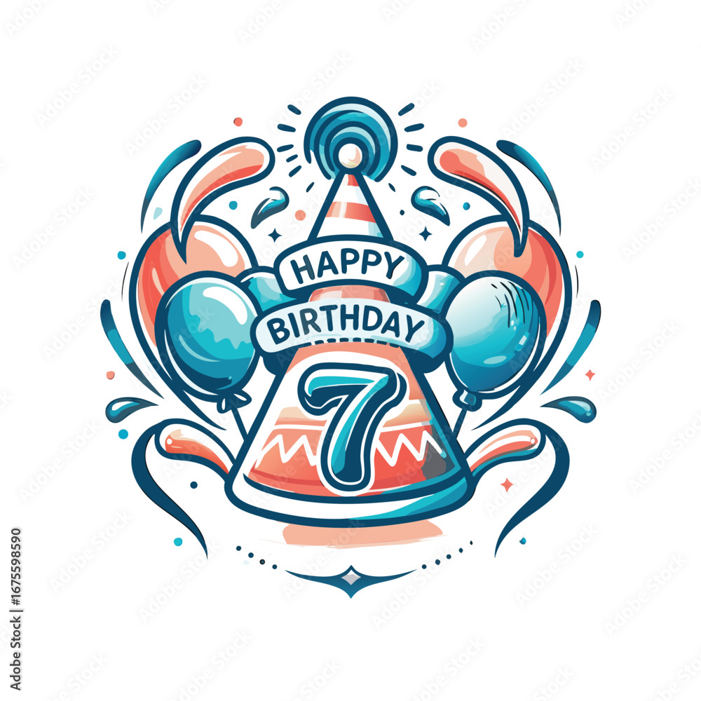Obraz premium Seventh birthday design