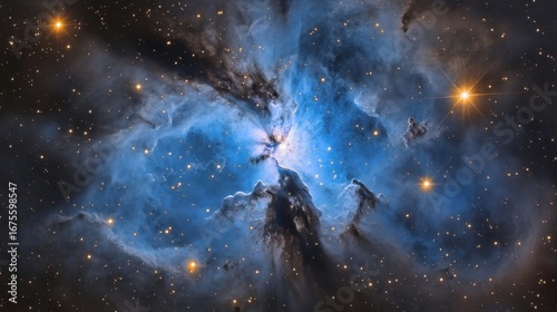 Cosmic Nebula Celestial Clouds and Stars.