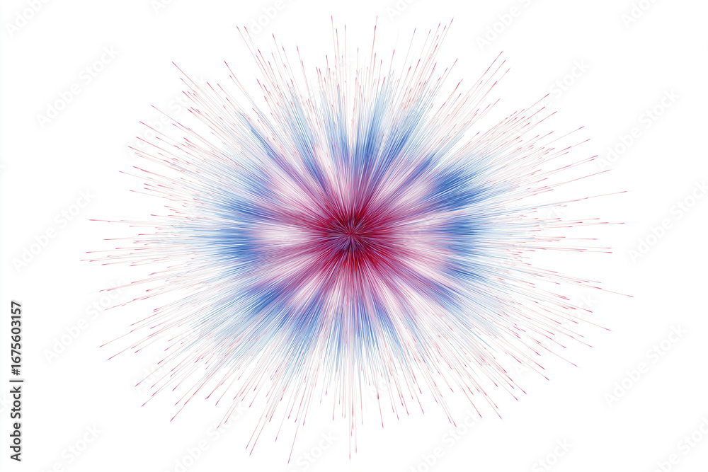 Fototapeta premium 3D realistic fireworks burst decoration, isolated on white background