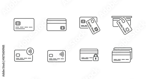 Set of Credit Card Icons Secure Payment Solutions, Finance and Banking