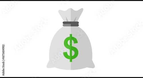 Crisp digital illustration of a money bag adorned with a prominent dollar sign, representing financial stability, savings, wealth accumulation, and successful investment strategies in a modern economy