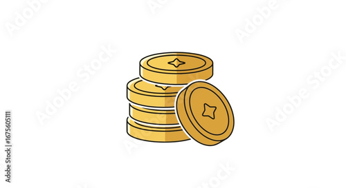 Stack of golden coins, a symbol of wealth and fortune, in a clean, modern illustration