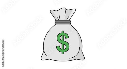 Money Bag Icon Illustrative Representation of Wealth and Financial Symbolism
