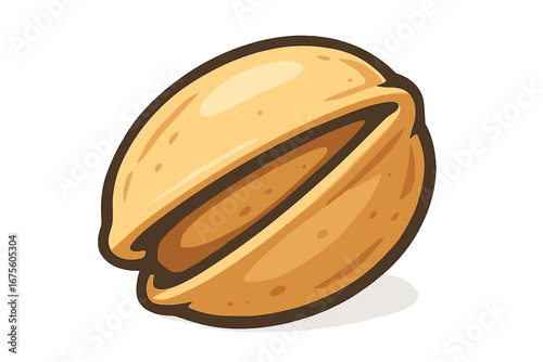 Cartoon Vector Illustration of a Pistachio Peel Isolated on White Background with Depth of Field Effect, Single Nut Shell, Transparent Background, Food Snack Element, Ordered Set