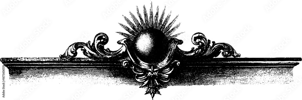 Fototapeta premium Art deco ornament design elements engraving for vintage decor and retro creations