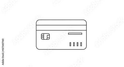 Simple Line Drawing of a Credit Card with Chip and Four Dashes