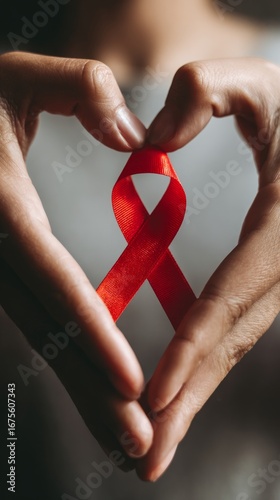 Wallpaper Mural Red ribbon folded and held by fingers Torontodigital.ca