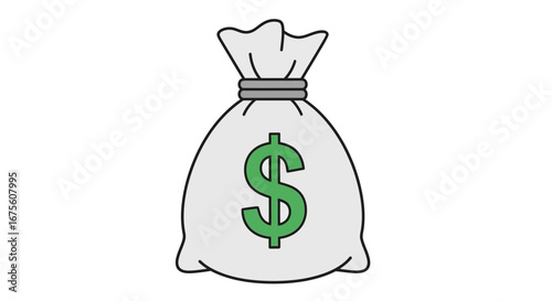 Money Bag Simple illustration of a dollar sign on a tied-up sack, representing wealth