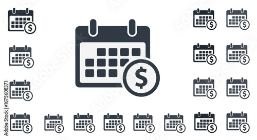 Calendar Icon with Dollar Sign Scheduled Payments, Budgeting, and Financial Planning