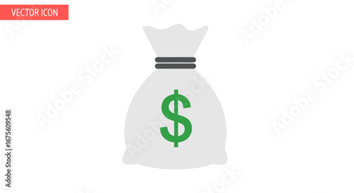 Money Bag Icon Vector Graphic Illustration With Green Dollar Sign Symbol On White Background