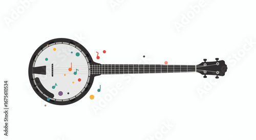 Banjo illustration symbolizing International Music Day folk music joy rhythm creativity harmony culture and inspiration