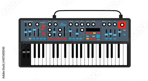 Synthesizer keyboard celebrating International Music Day modern music creativity sound innovation rhythm joy and passion