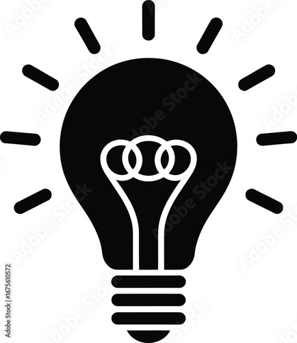 Glowing light bulb with radiating lines idea innovation