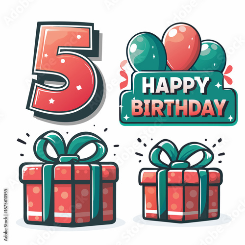 Fifth Birthday gifts and balloons