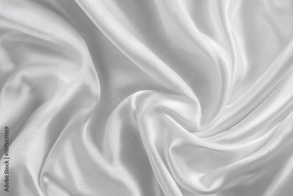Fototapeta premium Luxurious white silk fabric texture offers a smooth and elegant background for various design and decorative applications, enhancing visual appeal and sophistication