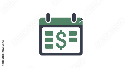 Calendar with dollar sign and financial planning symbols indicating budgeting and saving for future financial goals