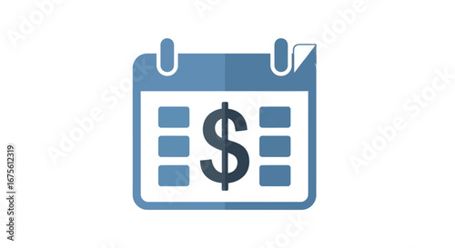 Modern calendar icon with a dollar sign symbolizing financial planning, budget management, and important payment due dates or economic deadlines