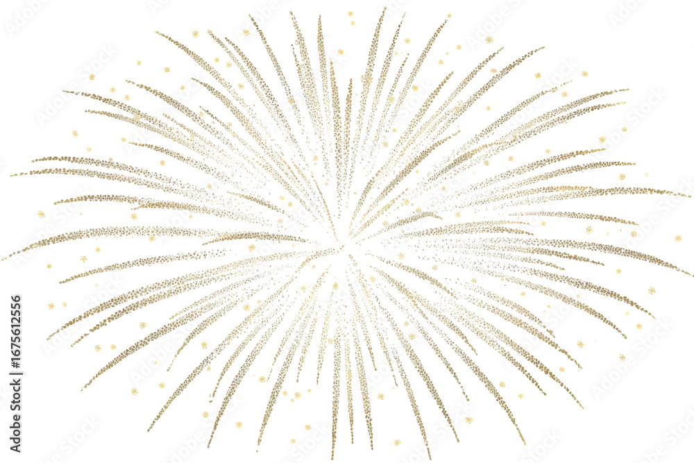 Fototapeta premium Gold And White Fireworks Burst Against Black Background