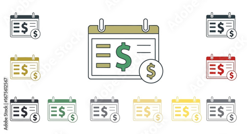 Calendar with dollar sign icon representing financial planning, budgeting, and scheduling payments or income efficiently