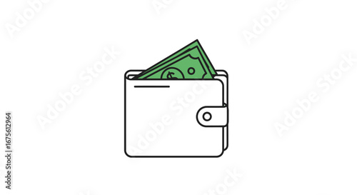 Wallet with a Dollar Bill Financial Security and Spending Habits Illustrated