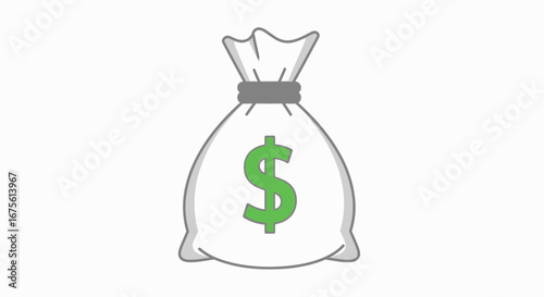 Money Bag Icon Financial Symbol with Dollar Sign for Savings and Investment