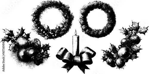 Festive holiday wreaths and candle design for seasonal decor