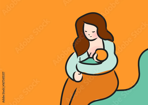 Mother with Baby Minimalist Illustration
