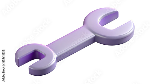 Isolated lilac wrench tool for repair and maintenance on transparent background