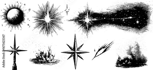 Vintage starlight effects design elements for creative projects