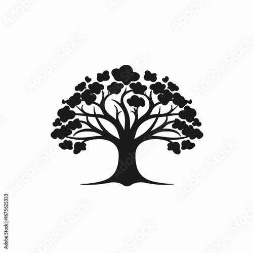 Graceful tree illustration with cloud like leaves creating a striking natural silhouette
