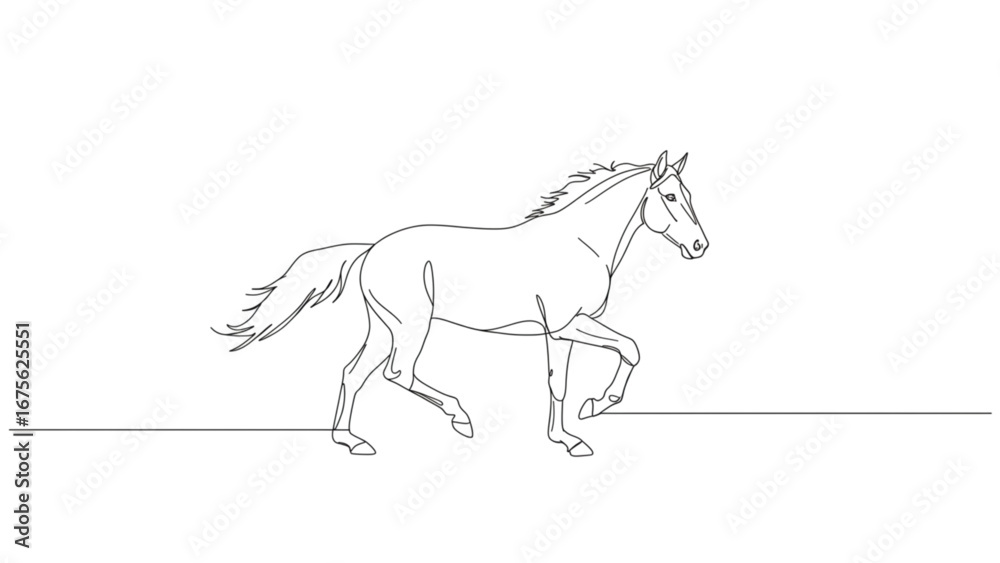 Fototapeta premium Minimalist Running Horse Continuous Line Art Vector Illustration