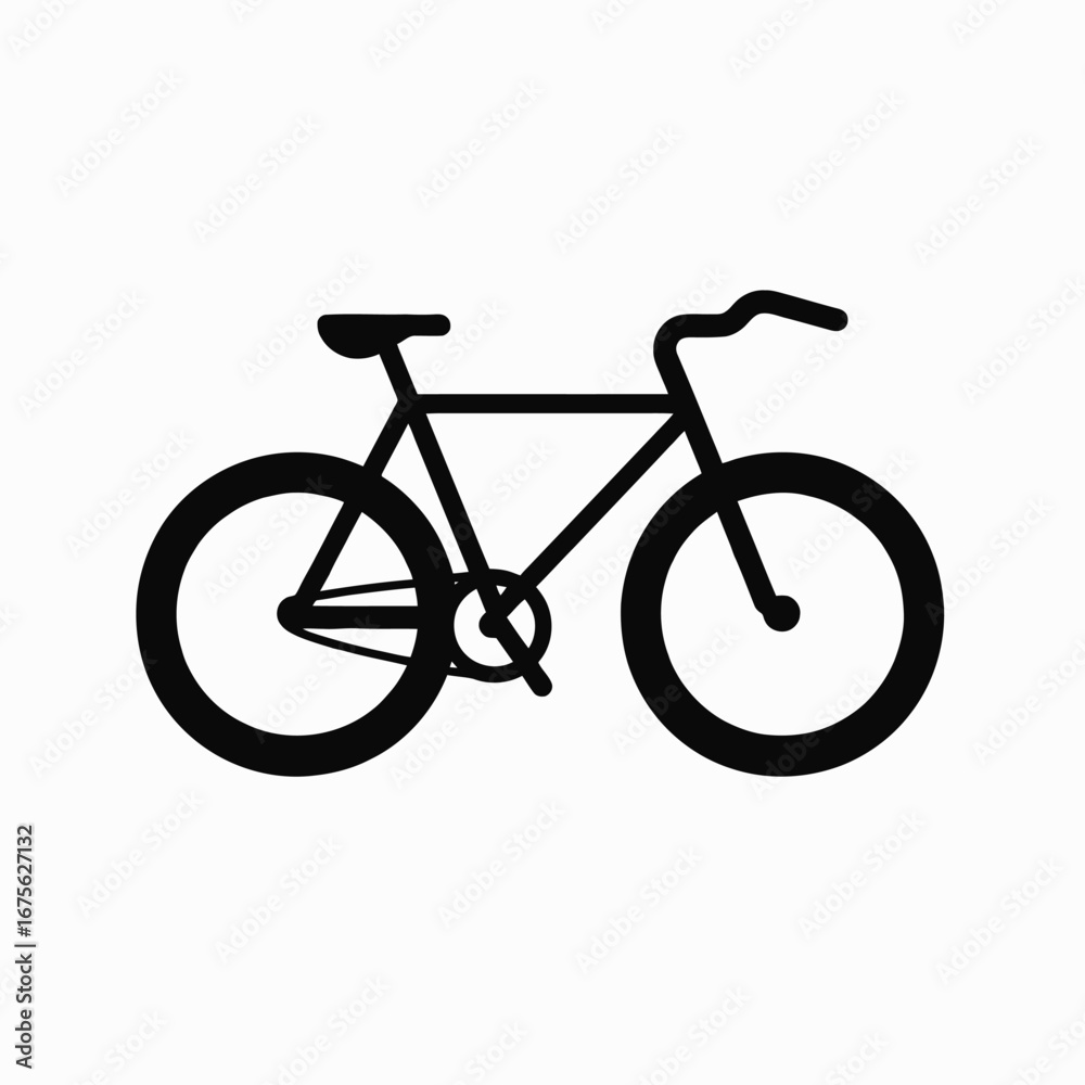 Obraz premium Simple black and white bicycle icon with clean, minimalist vector silhouette