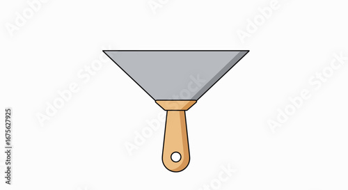 A detailed illustration of a metal and wooden putty knife tool on a white background.