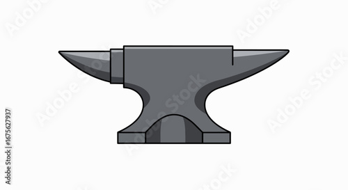Illustration of a gray anvil, a heavy iron block used in blacksmithing.